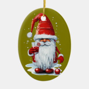 Red-Colored Pomegranate-Juice Skaal to the Snowy-S Ceramic Ornament