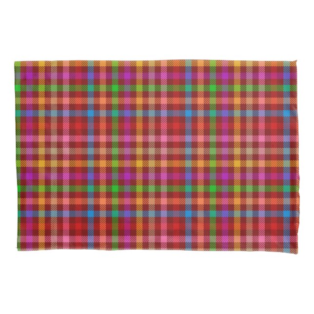 Red Colorful Gingham Plaid Pattern  Pillow Case (Front)