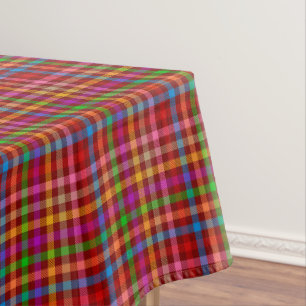 Red Colorful Gingham Plaid Pattern Tablecloth
