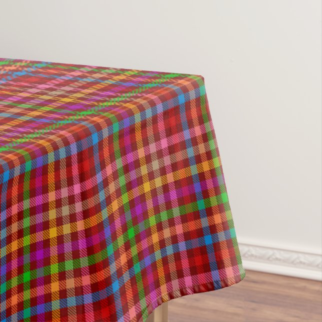 Red Colorful Gingham Plaid Pattern  Tablecloth (In Situ)