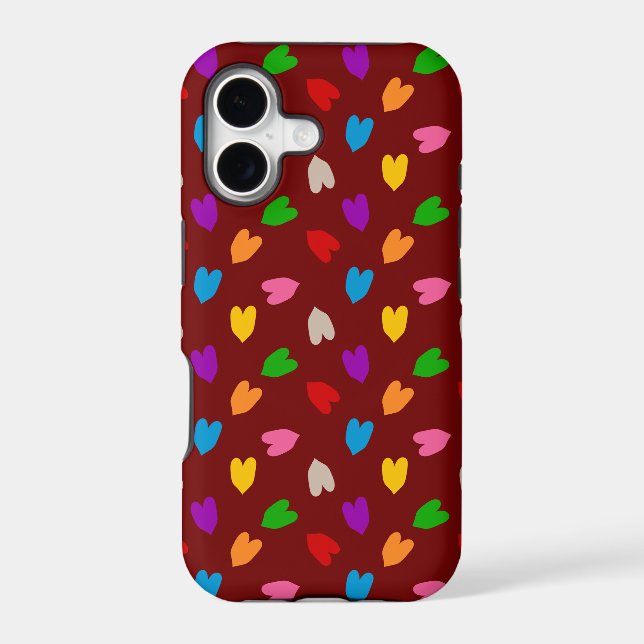 Red Colorful Love Hearts Pattern  Case-Mate iPhone Case (Back)