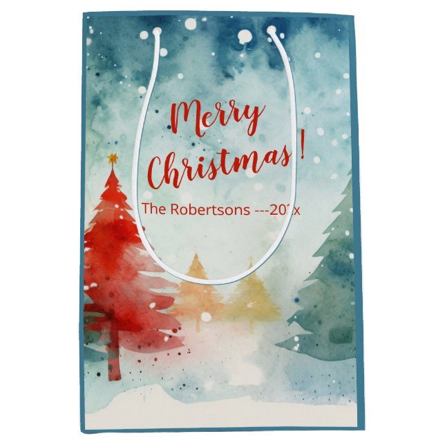Red Colorful Pine Trees Medium Gift Bag (Front)