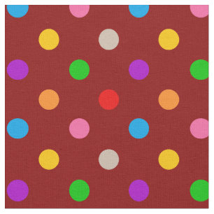 Red Colorful Rainbow Polka Dots Design  Fabric