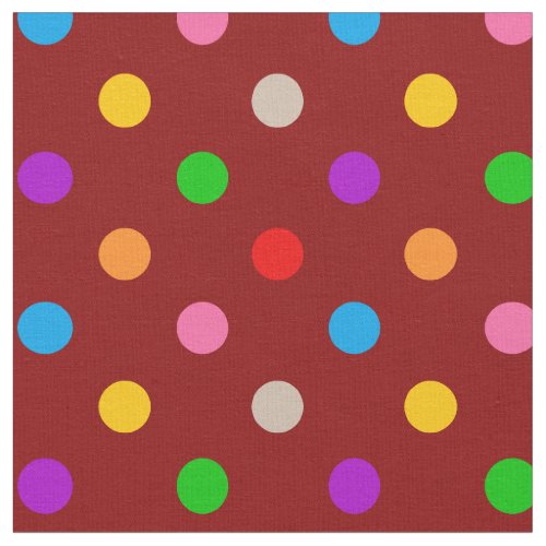 Red Colorful Rainbow Polka Dots Design Fabric