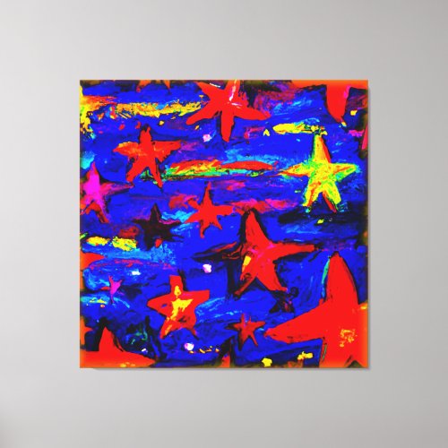 Red Colorful Stars Buy Now Canvas Print