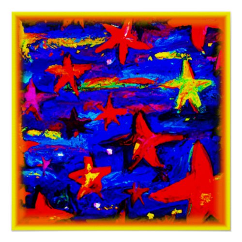 Red Colorful Stars Buy Now Poster