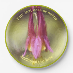Red Columbine Floral Art Personalized Party Paper Plates