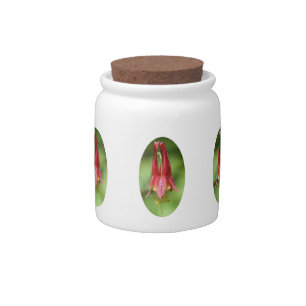 Red Columbine Flower Candy Jar