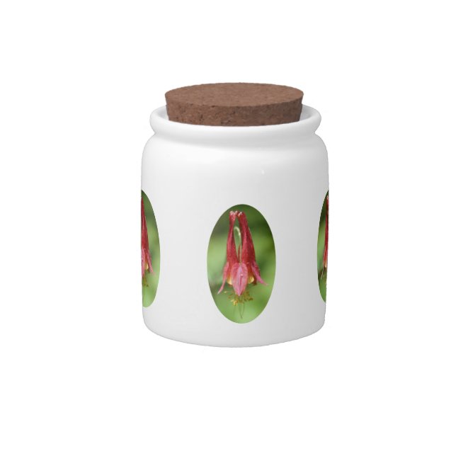 Red Columbine Flower Candy Jar (Front)