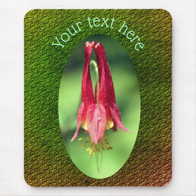 Red Columbine Flower Personalized Mouse Pad (Front)