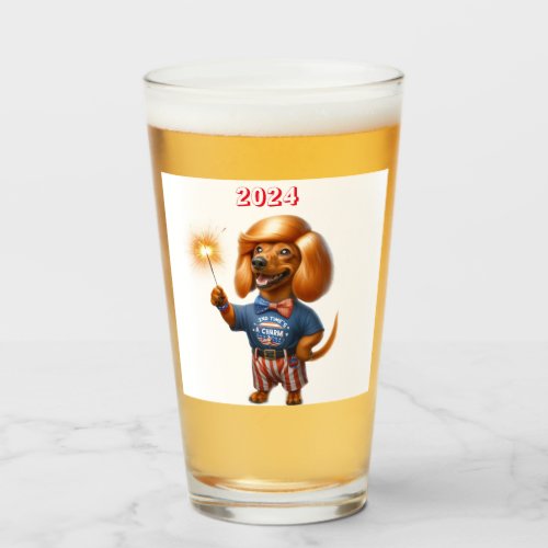 Red Comb over Dachshund Beer Glass