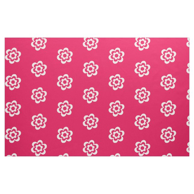 Red Combed Cotton With White Flower Fabric (Fat Quarter)