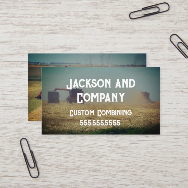 Red Combines Agriculture Business Card (Front/Back In Situ)