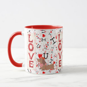 Red Combo Mug Valentine Love Dog Design