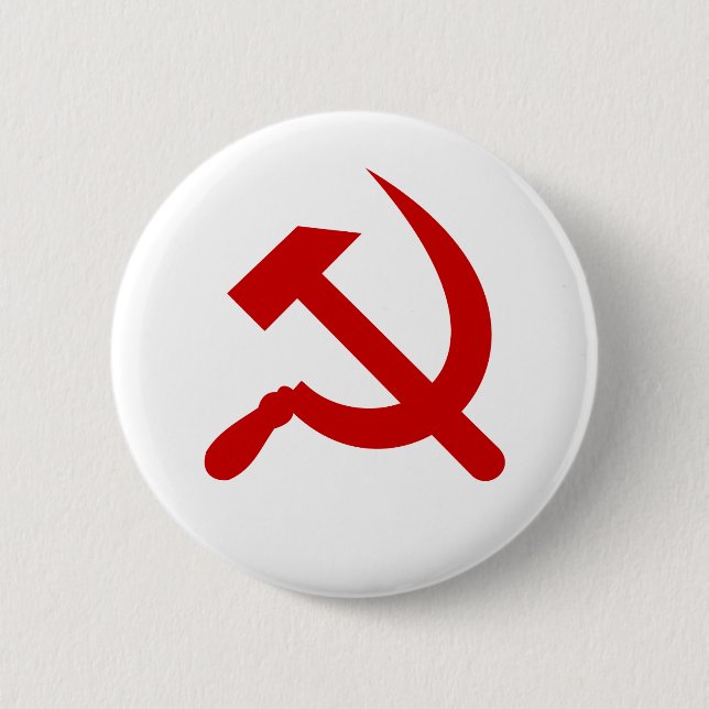 Red Communism hammer and sickle Button (Front)