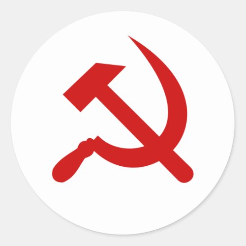 Red Communism hammer and sickle Classic Round Sticker