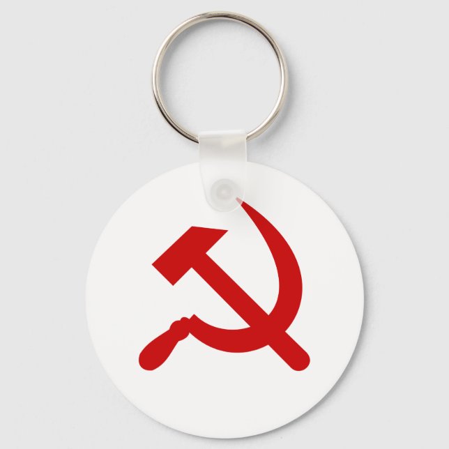 Red Communism hammer and sickle Keychain (Front)