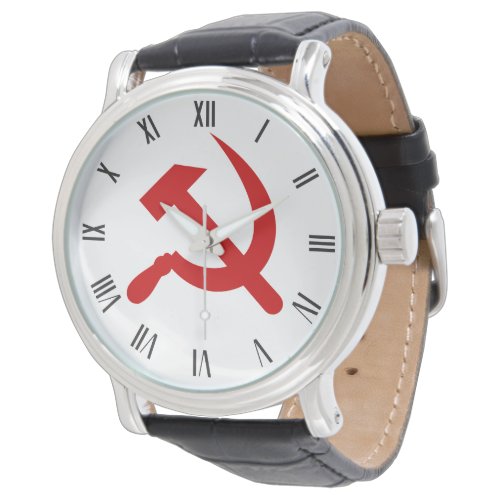 Red Communism hammer and sickle Watch