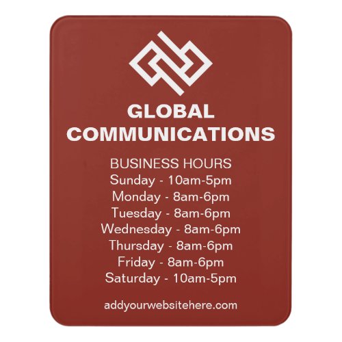 Red Company Custom Business Hours Store Door Sign