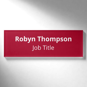 Red Company Employee Nametag Magnetic HD Acrylic Name Tag