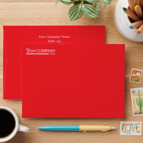 Red Company Holiday Card Logo Pre_addressed 5x7 Envelope