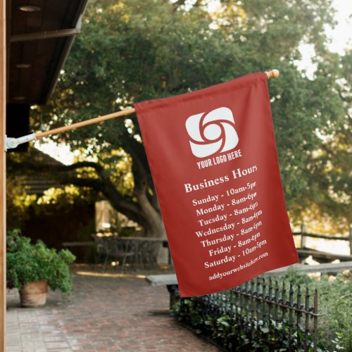 Red Company Logo Custom Business Hours House Flag