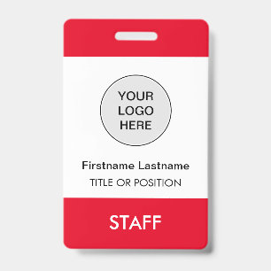 Red Company Logo Employee Name Badge