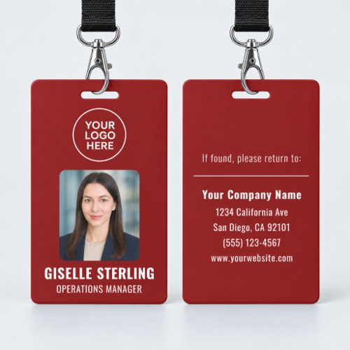 Red Company Logo Employee Photo ID Badge