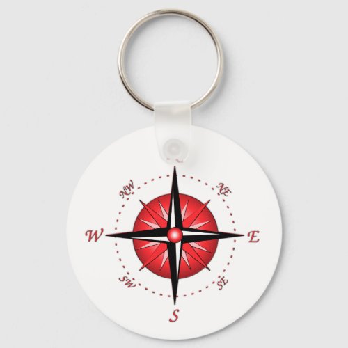 Red Compass Rose Keychain