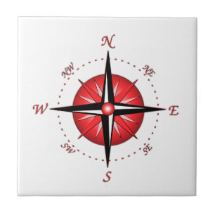Red Compass Rose Tile