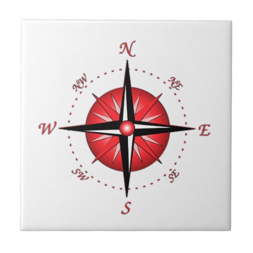 Red Compass Rose Tile