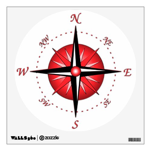 Red Compass Rose Wall Sticker