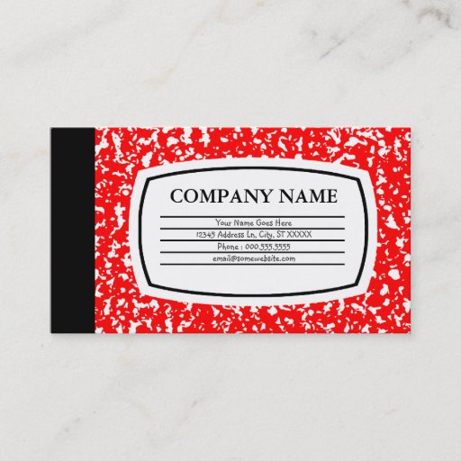 Customizable red composition book business card templates