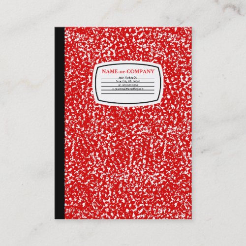 red composition book business cards
