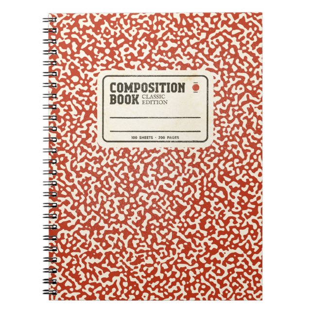 Red Composition Notebook with Label (Front)