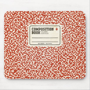 Red Composition Notebook with Label Mouse Pad