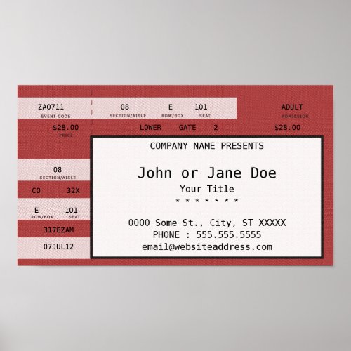 red concert ticket poster