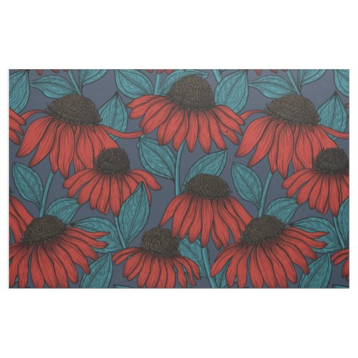 Red coneflowers fabric