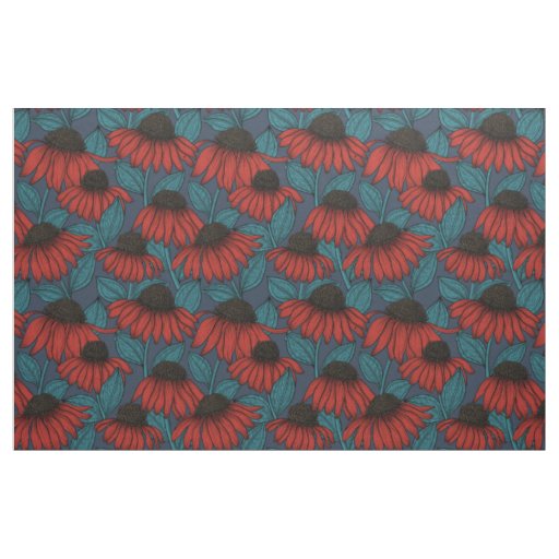 Red coneflowers fabric