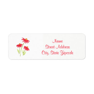 Red Coneflowers Label