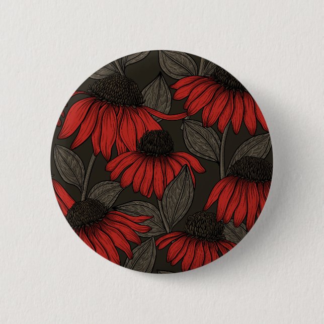 Red coneflowers on brown button (Front)