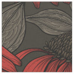Red coneflowers on brown fabric
