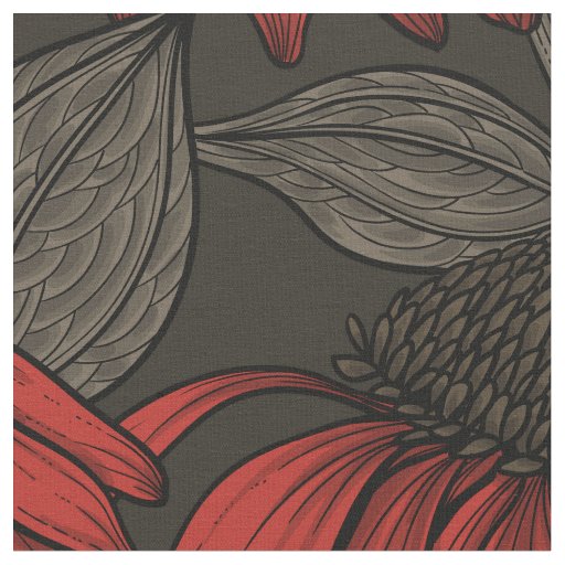 Red coneflowers on brown fabric