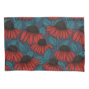 Red coneflowers pillow case