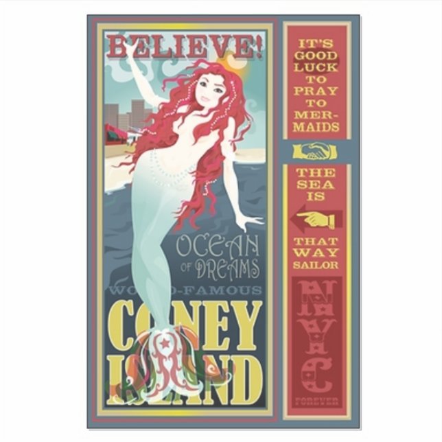 red coney island mermaid Thunder_Cove  Sticker (Front)