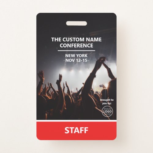 Red Conference Staff Access Pass QR Code Custom Badge