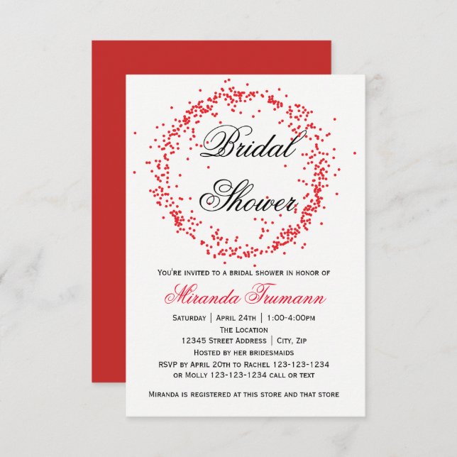 Red Confetti - 3x5 Bridal Shower Invitation (Front/Back)