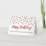 Red Confetti Granddaughter Birthday Card<br><div class="desc">Birthday card for granddaughter with red and silver modern glitter confetti pattern. Please note glitter effect is photographic effect only.</div>