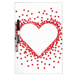 Red Confetti Heart Dry Erase Board
