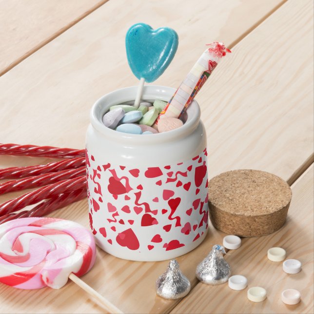 Red Confetti Hearts Pattern Candy Jar (In Situ)